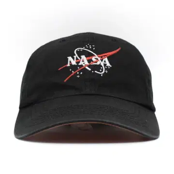 NASA 기업 로고 자수 캡 구제 의류 블랙 벨크로 테이프
