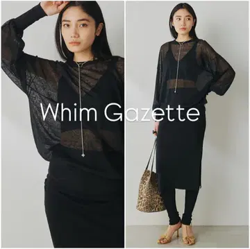 [ 새상품급 ] Whim Gazette 시어 린넨 니트 풀오버 블랙