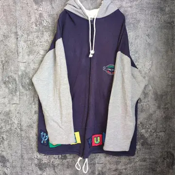 빈티지 90s 클럽메드 컬러풀 자수 로고 집업 후드티 리조트