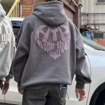HTH 후드티 HEART LOGO HOODI 그레이 핑크