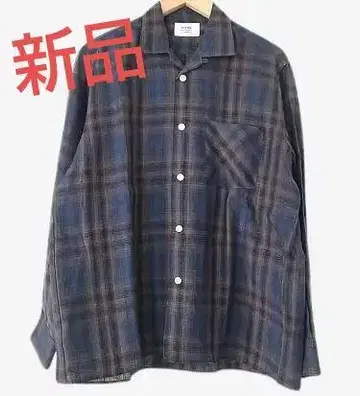 미사용 새상품! weac. 위크 오픈 카라 린넨 셔츠 네이비