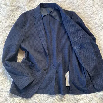 Zara Man 테일러드 자켓 시어서커 네이비 체크