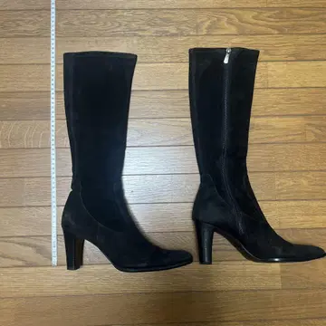 스웨이드 롱 부츠 블랙 23.5cm