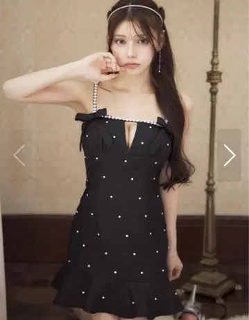 [ 완판템 미사용 새상품 ] 택 포함 블랙 드레스 프릴 리본 머메이드