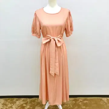 DAY CLOSET 데이크로젯 허리 리본 포함 핑크 롱 원피스
