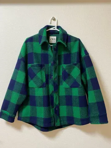 ZARA 자라 체크 무늬 플리스 자켓 S