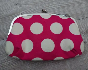 아야노코지 모녀 가마구치 가로 장지갑 빅볼 도트 핑크