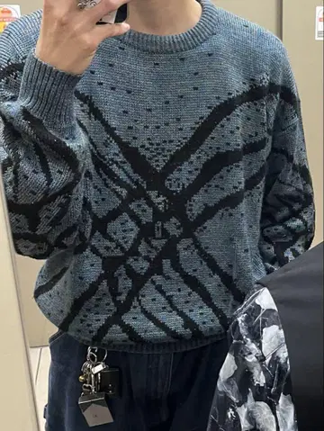 구제 의류 패턴 기하학 패턴 니트