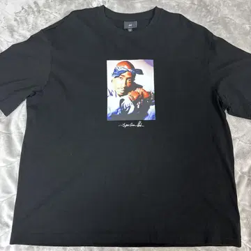 2PAC 사진 프린트 T셔츠 블랙