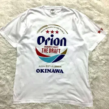 오리온 맥주 티셔츠 화이트 반팔 오키나와 관광 여행 남성용 XL
