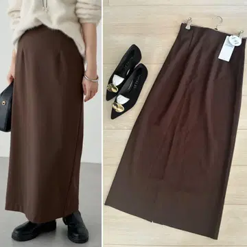 새상품 Loungedress 하이웨스트 타이트 스커트 브라운 S 36