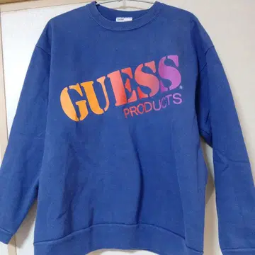 GUESS 네이비 로고 맨투맨 ONE SIZE