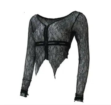 theredthread S split lace tops 블랙