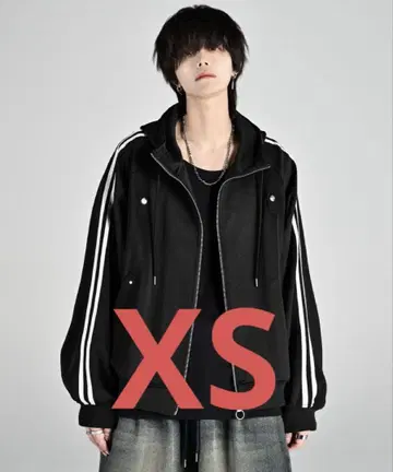 ADRER 라인 슬리브 트랙 지퍼 후드티 자켓 블랙 XS