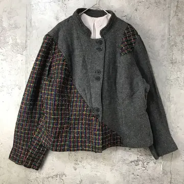 B114 구제 의류 자켓 그레이 패턴 90s Y2K