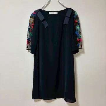 tocco closet 칠부 소매 원피스 시스루 꽃무늬 예쁜 네이비
