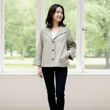 안테르리네엘 일본제 2WAY 스탠드 칼라 숏 자켓 카키