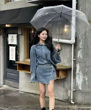 emmy 데님 랩 숏팬츠 세트 업