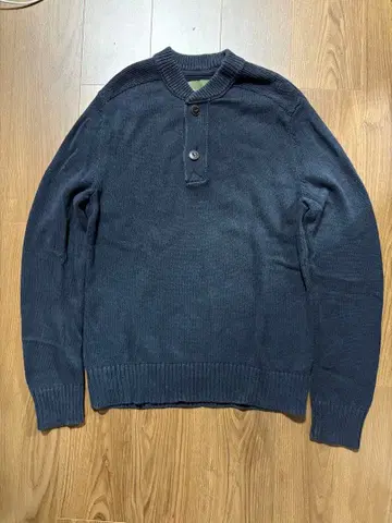00s Eddie Bauer 코튼 니트 헨리넥 네이비