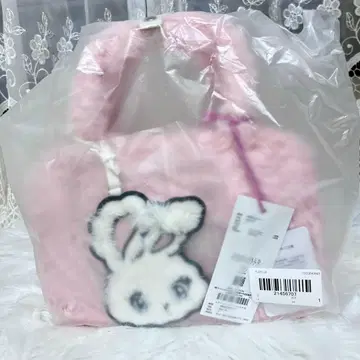 FURFUR 거울 포함 에코 퍼 스퀘어 보스턴 백 토끼 핑크 foxy