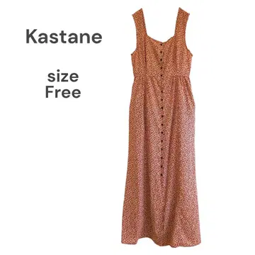 Kastane 롱 원피스 슬리브리스 꽃무늬 레드 F 레이어드 귀여운