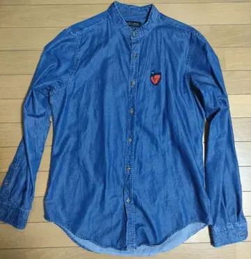 ZARA MAN 자라맨 노카라 데님 셔츠 하트 자수 새상품급 M