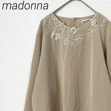 madonna 블라우스 크루넥 꽃무늬 자수 백 버튼 골드 버튼 레트로