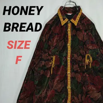 HONEY BREAD 코듀로이 셔츠 꽃무늬 올 패턴 남성용 빈티지