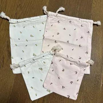 레몬 체리 패턴 대소 복조리 세트