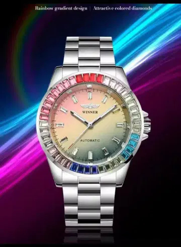WINNER 자동 태엽 손목시계 레인보우