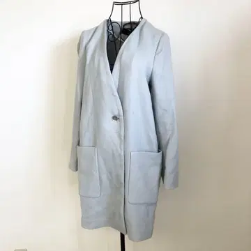 자라 베이직 ZARA 롱 코트 아우터 XS 스카이블루 작은 사이즈 청순