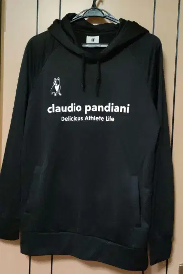 claudio pandiani 후드 부착 후드티 블랙 상의 L 사이즈