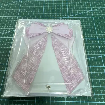 후쿠야 포토 카드 아크릴 프레임 리본 트위드 체크 보라색