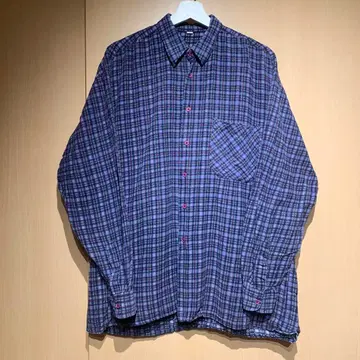 유로 기획 보라색 계열 체크 프린트 플란넬 셔츠 긴팔