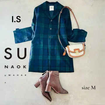 I.S sunao kuwahara 체크 코트 M 울 100