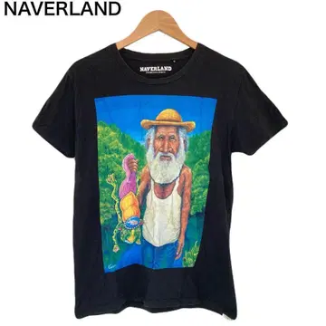 Neverland T셔츠 반팔 인물 할아버지 카파 둥근넥 블랙 S