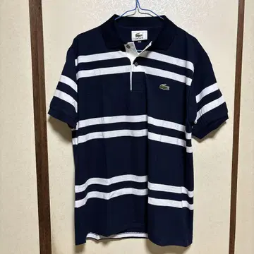 새상품 LACOSTE 네이비 스트라이프 피케 셔츠 사이즈 4
