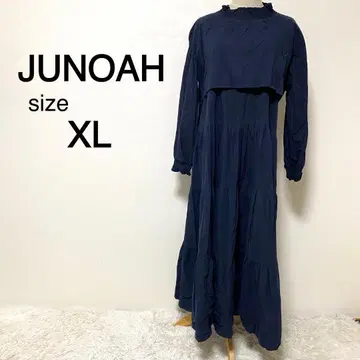 JUNOAH 네이비 컬러 플레어 원피스