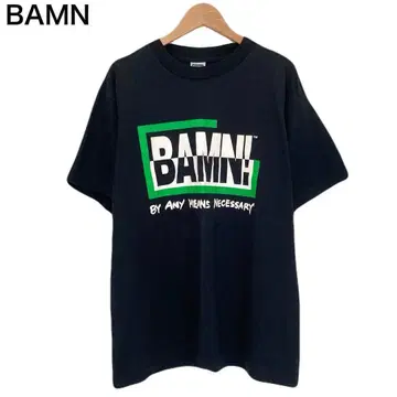 미국제 bamn 빅 로고 프린트 아메카지 T셔츠 반팔 블랙 L