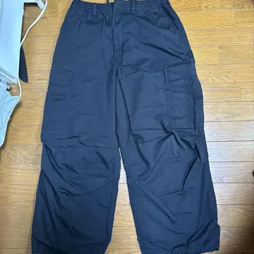 블랙 카고 팬츠 조정 가능 2개 세트