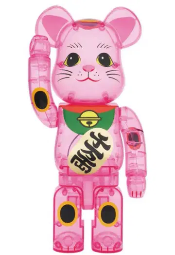 BE@RBRICK 마네키네코 복숭아색 투명 400% 베어브릭