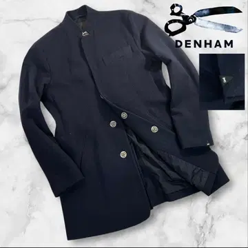 컨디션 최상 DENHAM 자수 스탠드 카라 코트 인디고 염색 사이즈 L