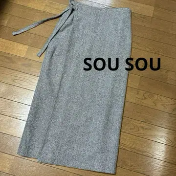 새상품급 SOU 소우소우 트위드 모 코시키 랩스커트