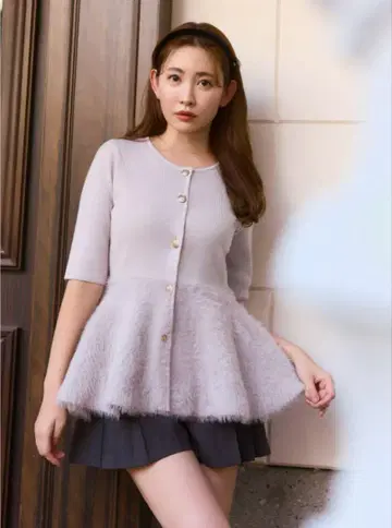 herlipto Peplum Fur Knit Top mauve