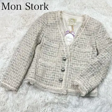 [ 미사용 새상품 ] Mon Stork 몽스트크 노카라 자켓 화이트