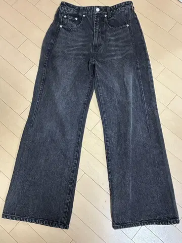 CLEL 리프 데님 스트레이트 팬츠