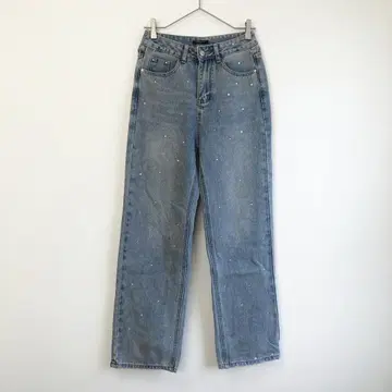 pomme d'amour rhinestone straight denim