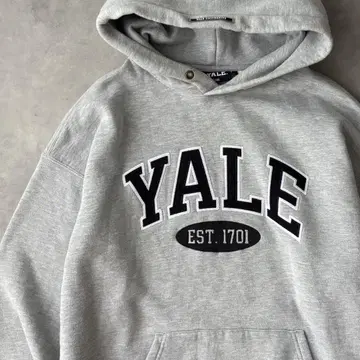 14602 YALE 빅 로고 자수 칼리지 후드티