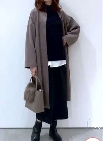 에코 스웨이드 크루넥 코트