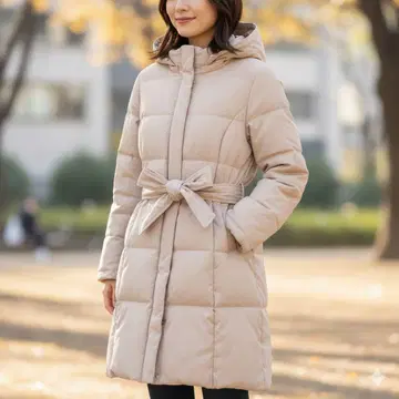 앙데팡당 허리끈 포함 다운 자켓 베이지 여성용 36